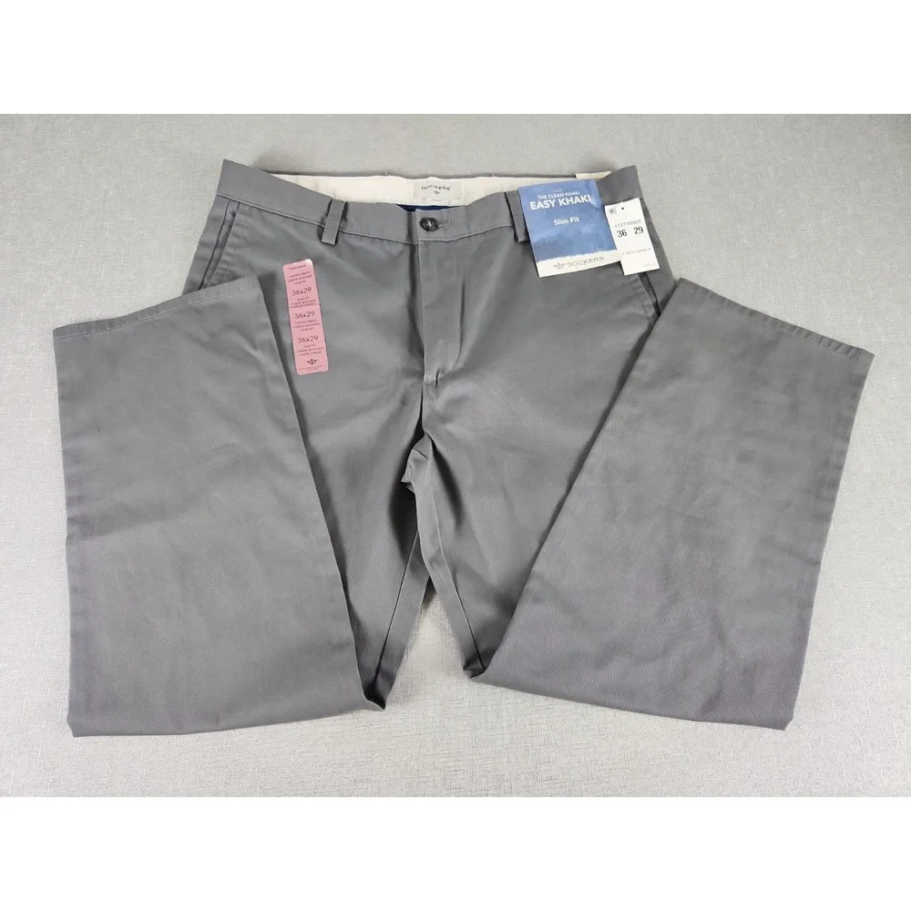 NWT Dockers Easy Khaki Slim Fit Men's 36x29 Office Stretch Gray City Minimalist